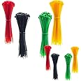 120pc Multicoloured Plastic Cable Ties, 2 Different Sized Tie Wraps, Durable Strong Plastic Material Ensuring Longevity. Self Locking Zip Ties Ideal for Home, Office, Garden and DIY (Mulitcoloured)