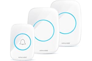 ARIKAREE Campanello Senza Fili da Esterno, Citofono Casa Wireless Ring Doorbell Impermeabile con Pulsante Smart, Cicalino Porta Interno 12V Senza Filo (Bianco 1TX+2RX)