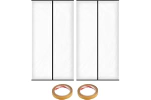CPROSP 2 st dammtät dörr för byggnadsarbeten med magnetlås, 120 × 220 cm, plastdörr med dragkedja med 2 × dubbelhäftande tejp