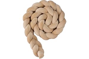 Hovoto Bettschlange Geflochten, Bettschlange, Kantenschutz Bettumrandung Knotenkissen, Seitenschläferkissen, Bettschlange Baby, Zierkissen Stillkissen, beige,2m