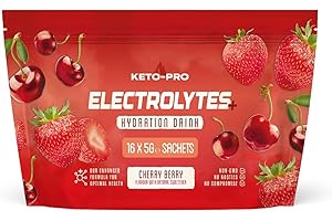 KETO-PRO FUELLED BY FAT Keto-Pro Keto Electrolytes 80g | Electrolyte Powder Sachets for Extra Convenience | Supporting Your Keto Fasting, Health & Fitness Goals | Cherry Berry Flavour | 16 Pack