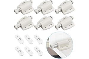 KBNIAN 6 PCS Loqueteau Magnétique à Pression Loquet Aimanté en Plastique Loquet Magnétique à Fermeture Douce pour Porte Cabinet Tiroir Placard Coulissante Chambre Cuisine Salle de Bain - Blanc