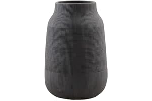 House Doctor Schwarz Vase Groove | Blumenvasen für Dekor, Moderne rustikale Bauernhaus Home Decor, Dekorative für Pampas Grass & getrocknete Blumen | Größe: 15x15x22 cm