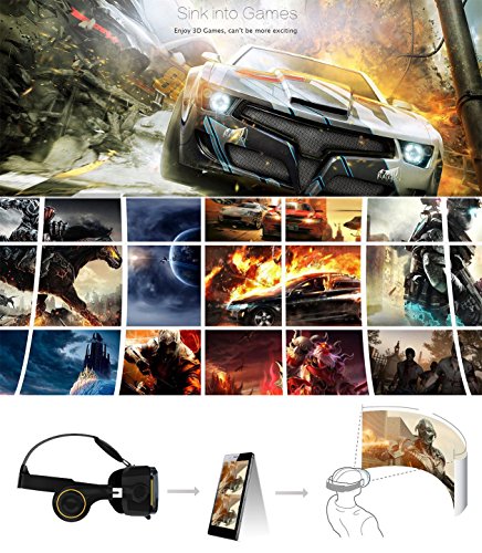 VR-SHARKÂ® X4 - Google Cardboard | Virtual Reality 3D Glasses / Headset / VR Box for all 4.7 - 6.2 inch Smartphones. Compatibel with Android NEXUS / SAMSUNG / LUMIA / LG / MOTO / HTC / HUAWEI / ZTE / Xperia for VR-Games and Videos | With Headphone + 3 years warranty [ FOV 120Â° | white | 410g | PD + FD ]