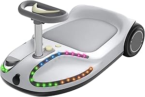 Hover-Pro Kids Electric Go Kart Wiggle Ride On Car with Bluetooth Speaker Disco LED Lights 100W Strong Motor for Indoor and Outdoor Sports 3 Adjustable Speeds Portable Scooter For Kids Ages 4-7