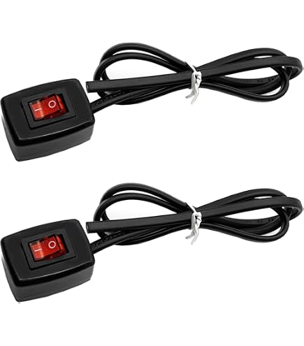 Produktbild von 2x Kippschalter 12V/24V – 3A, Mit 75 Cm Kabel & Selbstkleberückseite, Für Autolicht & Elektronik (weiß)