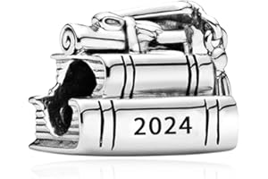 NUNUYAYA Charms Abaloriosde Cuentas Plata de Ley 925 con Circonita Cúbica Graduation Family Flower Charms Colgante Compatible con Niña Mujer Europeo Pulsera Collar