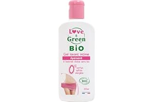 Love & Green - Gel Lavant Intime Apaisant Bio 200 ml - Pour Femmes Sensibles - Nettoyage Hygiénique Intime - Apaise l'Inconfort - Formule Naturelle et Hypoallergénique