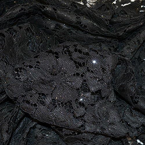 Black Sparkle Corded Lace Fabric (C7670)