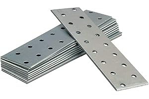 OMIDEAS 10 x Placas Perforadas (160 x 40 x 2) Placas de Unión Planas de Acero Placa de montaje Soporte de fijación Galvanizado