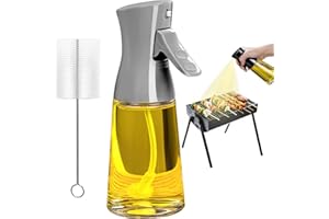 ztarraum Ölsprüher für speiseöl, 180ml Glas Öl Sprühflasche mit Pinsel, Oil Sprayer, Dickes Glas, Große Reichweite, Starke Sprühkraft, Küche (Grau)