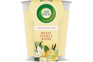 Air Wick Świeca zapachowa XL w słoiku – zapach: Sweet Vanilla Magic – czas palenia do 40 godzin – zawiera naturalne olejki eteryczne – świeca zapachowa 220 g