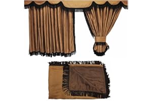 ADOMO LKW Gardinen für DAF XG DAF XG+, braun-schwarz, gerade Fransen