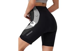 VeloVibe Radhose Damen mit 4D Sitzpolster Fahrradhose Damen Radlerhose Damen Gepolstert Atmungsaktiv Stoßfeste Radhose Damen Kurz mit Taschen Radlershorts Damen