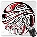 Produktbild BGLKCS Tribal Mauspads Mouse Pad, Haida Style Animal Art Wild Ethnic Eagle and Killer Dog with Sharp Teeth Print, Standard Size Rectangle Non-Slip Rubber Mousepad, White Red Black