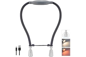 BIGLIGHT Lampe de Lecture Cou LED Rechargeable Lumière Ambrée L’intensité Réglable Liseuse Lampe Bras Flexible Lampe de Lecture pour Lire au Lit