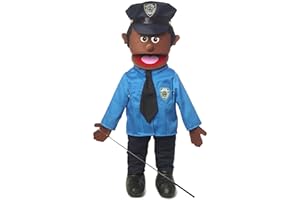 SILLY PUPPETS Policeman, Black Male, Full Body, Ventriloquist Style Puppet, 65cm