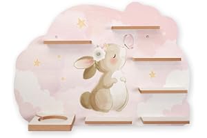 ‎KREATIVE FEDER Regal „Häschen & Schmetterling“ geeignet für Toniebox und Tonies inkl. 40 Metallplättchen für Flexible Befestigung der Tonie Figuren (Häschen & Schmetterling)