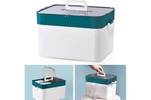 Surmounty Hausapotheke Box Gross Tragbarer Medizinschrank, Medikamenten Aufbewahrung Familien Erste-Hilfe-Box, Tragbare Aufbewahrung für Medizinkisten, 28.5 x 21 x 21cm