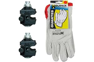 TODOELÉCTRICO Pack 2 Conectores perforación aéreos para conexiones de cables con corriente con entrada de 6/150 y salida de 4/35 más Guantes de piel…