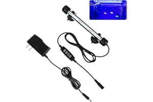 iKefe 19cm White & Blue Submersible LED Aquarium Fish Tank Light with Timer /Dimmable Underwater Fish Tank Aquarium LED Lights Fixture for Saltwater Freshwater Fish, Plant Grow, Coral Reef Decorations