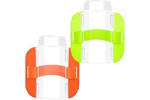 Vicloon Portas Insignias con Brazo, 2 piezas Fundas de Tarjetas de Identificación, Transparente, Correa Ajustable, para Personal de Seguridad y Rescatistas, Taller de Almacén(Verde, Naranja)
