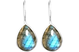 Handgemachte echte 925 Sterling Silber Tropfen Ohrringe Natürlicher Edelstein Onyx, Achat, Lapis, Karneol Birne Boho Schmuck für Frauen