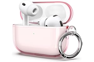 ULAK für AirPods Pro 3 Hülle, Durchsichtig Stoßfest Hülle Dünn Schutzhülle mit Karabiner Transparent Ladecase für Apple AirPods Pro 3 2025 - Rosa