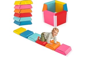 HOMFME Parcours Motricité Bébé 6 Blocs avec Attache Auto-Agrippante, Combiné Librement comme Tunnel, Fosse à Balles, Module Motricité Bébé avec Housse Amovible pour Ramper, Grimper, Idéal pour Chambre