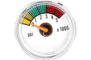 QIILU Manometer, 3000psi & 5000psi 1/8NPT Mini Manometer für Paintball PCP Luftgewehr(5000psi 1/8NPT)