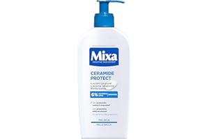 Mixa Loción Corporal Ceramide Protect para pieles muy secas con 5% de [Glicerina + Escualeno + Ceramidas]. Hidrata, fortalece y protege la barrera cutánea. 400 ml.