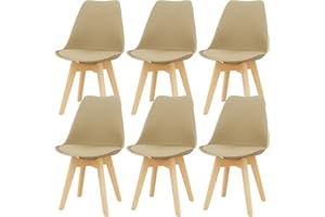 JIJIAN 6er Set Esszimmerstühle mit Polsterung, Massive Buchenbeine, Küchenstühle, Skandinavischer Stil Geeignet für Esszimmer, Küche, Wohnzimmer.