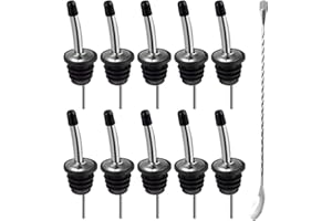 Senhai 10 pezzi versatori vino liquore bottiglia con manico lungo 30,5 cm bar cocktail cucchiaio per mescolare in acciaio INOX, olive Juice olio liquido Tapered beccucci + cucchiaio per mescolare bar