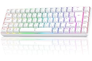 TMKB TECHNOLOGY MECHANICAL KEYBOARD TMKB T68 Gaming Tastatur,60% Kabellos Mechanische RGB Tastatur mit Bluetooth/2.4G/Typ-C,Compact 68 Tasten Anti-Ghosting,Deutsches QWERTZ Layout,Red Linear Switch,weiße