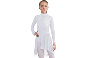 TiaoBug Abito da Ballo Bambina Lirico Contemporaneo Vestito da Pattinaggio Artistico Body Danza Classica Ballerina Costume da Ballo Latino Moderno Tango Dancewear