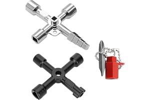 RUMGUG 2 Chiave Universale 4-in-1 Multifunzione, 4 Vie Universale Chiave Triangolare Chiave a Croce Chiave a Croce Universale per Contatore Enel Gas Utility Design Ergonomico Resistente e Versatile (Set A)