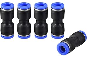 sourcing map Plastic Straight Union Push to Connect Tube Fitting 8mm OD Push Fit Lock Blue 5pcs
