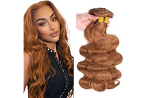 Jucames #30 Light Brown Color Human Hair Bundles Body Wave Invisible Knotless Virgin Weave 3 Bundles Total 150g Human Hair Extensions For Woman 16 18 20 Inch