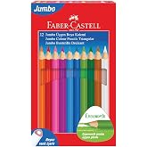 Faber-Castell Jumbo &Uuml;&ccedil;gen Boya Kalemi, 12 Renk, Ergonomik G&ouml;vde, Beyaz Renk İ&ccedil;erir, Kalın U&ccedil;lu, Canlı ve &Ouml;rt&uuml;c&uuml; Renkler