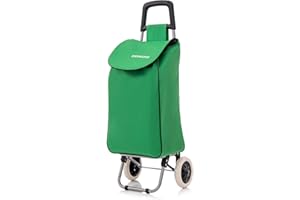 SHOPALONG Lightweight Shopping Trolley Large Grocery Cart Basket on 2 Wheels 1.8kg 54L Folding Unisex Storage Bag