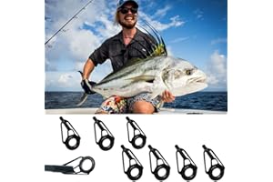 SEMINISMAR Anneau Canne a Peche,Guide Canne a Peche,Kit De Anneau De Pointe De Canne à Pêche,Anneaux De Guides d'oeil De Canne à Pêche,Anneau Canne à Pêche INOX Anneaux Guides,7 Tailles