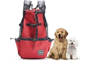 Woolala Light Weight Pet Carrier Backpack for Small and Medium Dogs, Veterinarian Approved Safe Bag for Travel - Easy Take Space Saving - Red M