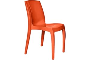 4 FRONT FURNITURE 1 x Chair Orange Gloss, Stackable, Recyclable, Strong, Made in UK, Durable, Stylish, Comfortable, UV Resistant | Kitchen, Living, Dining, Office, Outdoor, Café, Restaurant, College, Hotel, Event