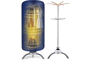 LengSuaa 900W Portable Electric Clothes Dryer, Heated Clothes Airer Drying Pod, 12KG Capacity Indoor Folding Airer with Cover for Home, Apartment, and Travel, Blue