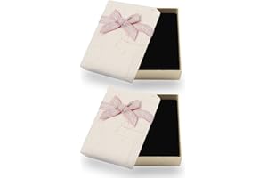 LVZHEN 2Pcs Small Gift Boxes, 9x7x3cm Jewellery Box With Lid for Ring, Earrings, Bracelet, Necklace - Small Paper Boxes for Present (White)