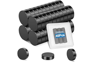 Wzone 40PCS Nero Calamite Piccole, 10x3 mm Mini Calamita Frigorifero Potenti Rotondo Magneti Neodimio per Artigianato Mappe Ufficio Scuola Cucina Casa