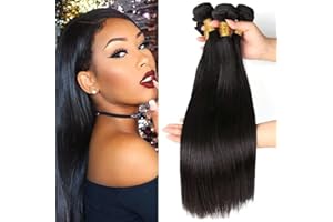 MUABY Straight Human Hair Bundles Matassa Capelli Veri Tessitura Capelli Naturali Umani Donna Capelli Umani Brasiliani Brazilian Virgin Hair Weave Bundles Totale 300g 10 12 14 Pollici