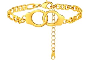 FindChic Bracelet Chaine de Cheville Menotte Acier Inoxydable pour Femme Fille Argent/Or/Noir Chaîne de Pied Longueur 22cm+5cm Réglable Largeur 5mm Enfant Bijou d'été Cadeau Fête des Mères