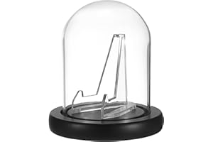 SUMNACON Glass Display Cloche Dome with Acrylic Stand, Small Pocket Watch Dome Cloche Decorative Clear Souvenir Coin Display Bell Jar Mini Glass Cover Dome Cloche Showcase with Black Base (No Watch)