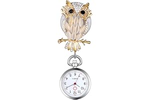 Avaner Krankenschwesteruhr Specht Eule Pflegeruhr Analog Quarzwerk FOB Pulsuhr Ansteckuhr Pfau Schmetterling Elefant Schwesternuhren mit Pin/Clip Set Arzt Doktor Medical Taschenuhr